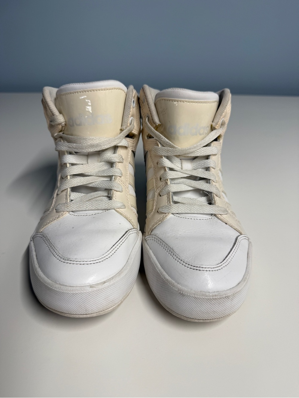 adidas Women’s  High-Top Sneakers in White and Cream